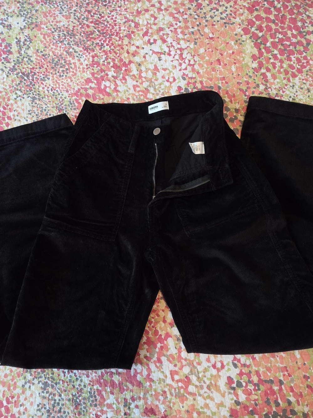 Sonoma Black Wide-Leg Corduroy Pants